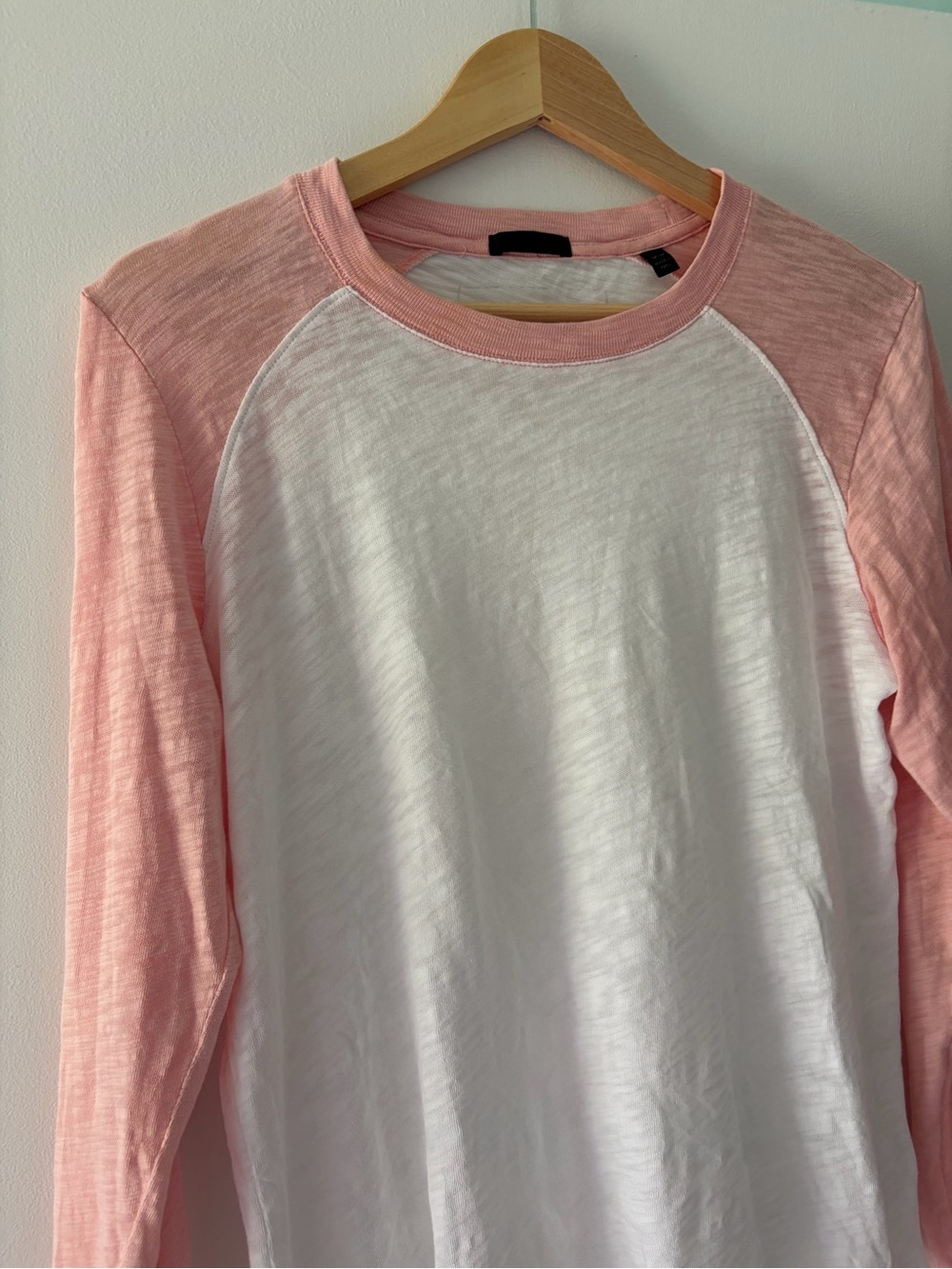 ATM Anthony Thomas Melillo Heathered Pink + White Schoolboy Baseball Tee Shirt - Picture 3 of 9